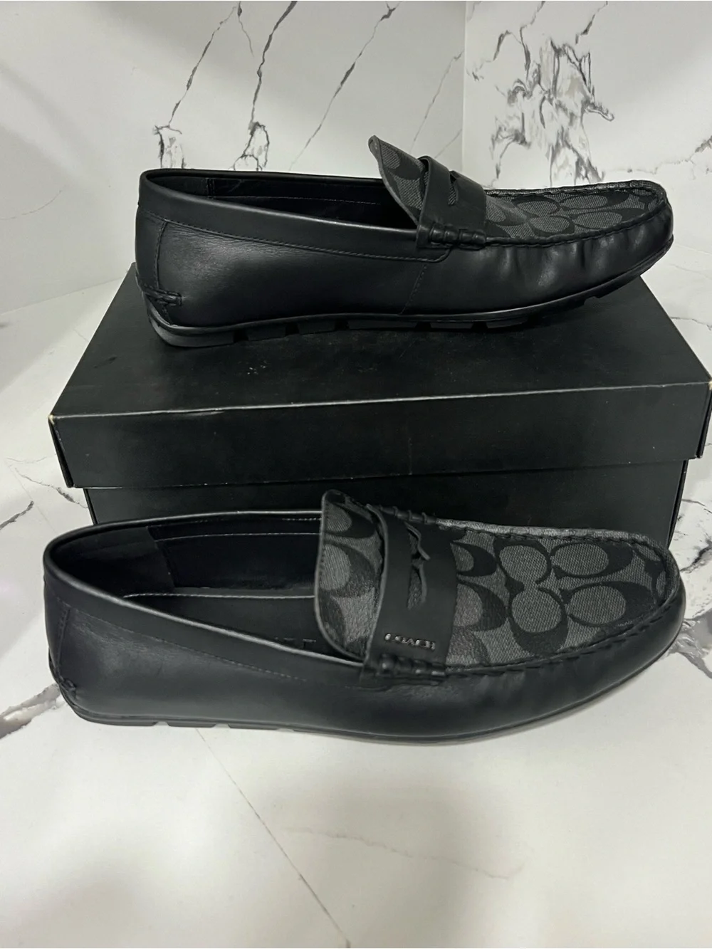 Coach Men's Black Signature Jacquard Loafers